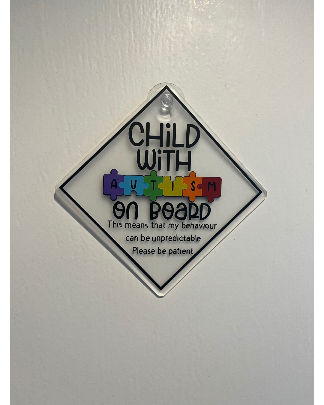 Autistic Child on Board Car sign