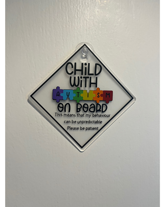 Autistic Child on Board Car sign